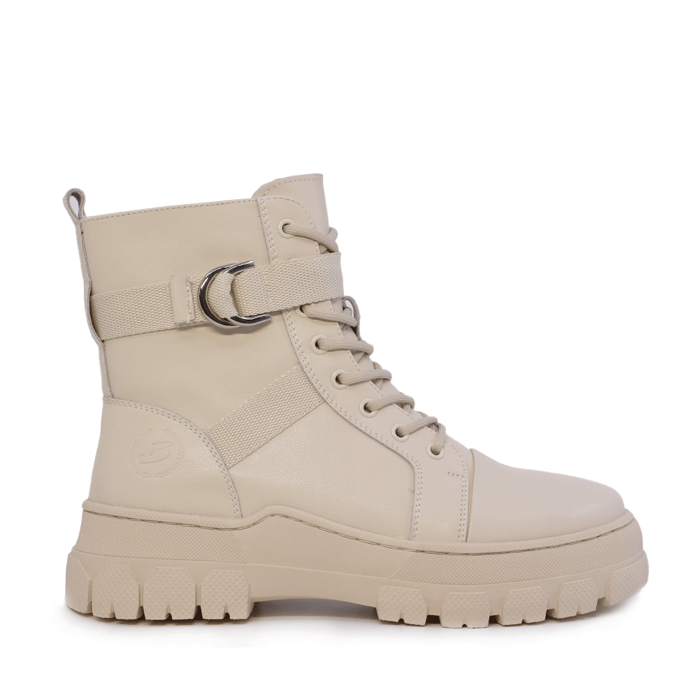 Ghete femei  Benvenuti bej din piele cu accesorii metalice deco 3740DG013BE
