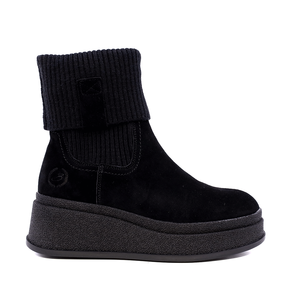 Ghete femei Benvenuti negre din material textil și piele întoarsă 1200DG25239VN