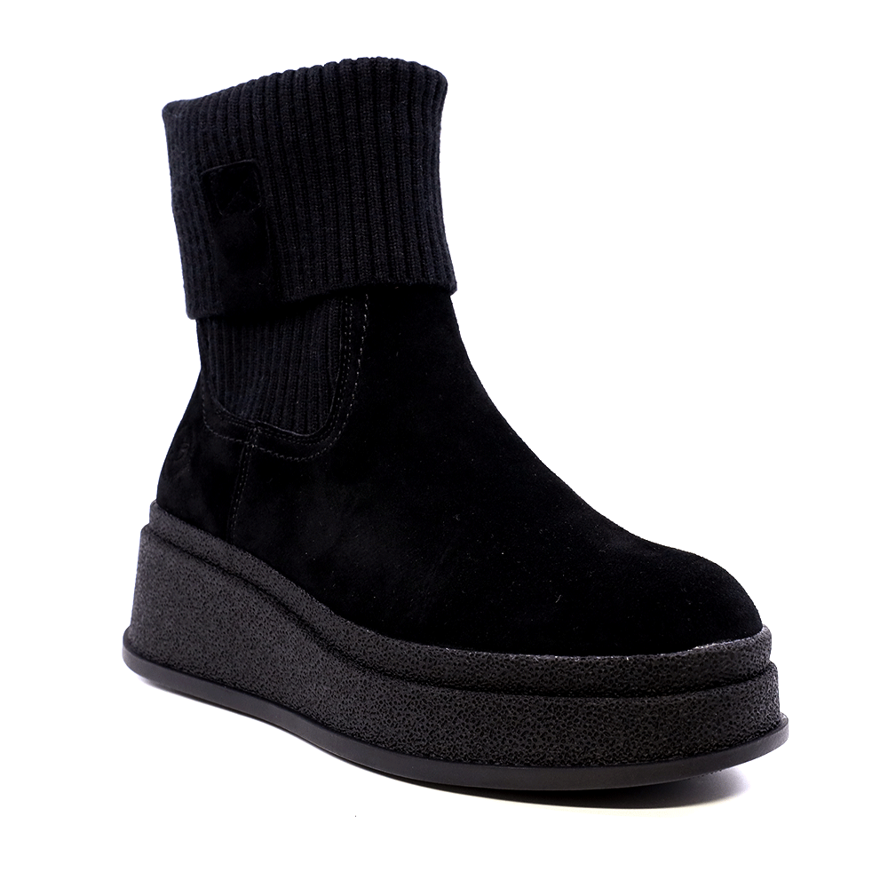 Ghete femei Benvenuti negre din material textil și piele întoarsă 1200DG25239VN - 1 | YEO