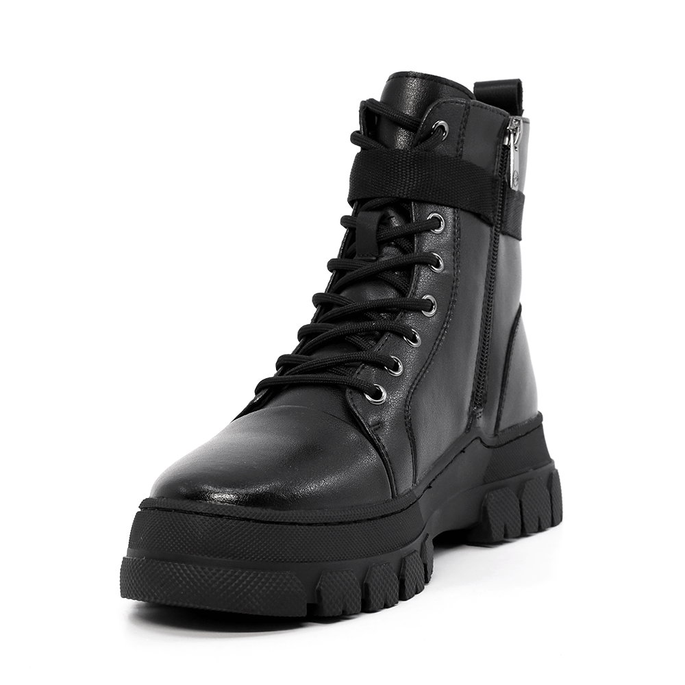 Ghete femei Benvenuti negre din piele cu accesorii metalice deco 3740DG013N