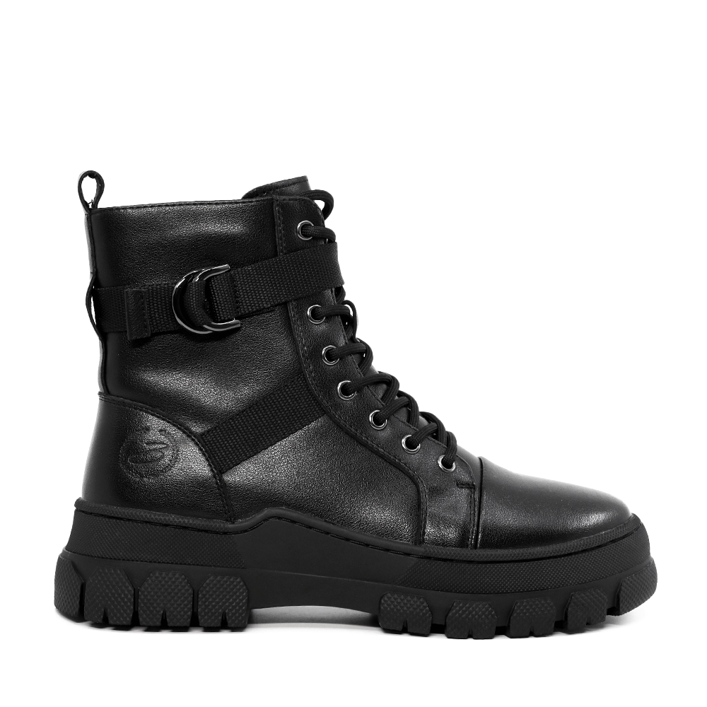 Ghete femei Benvenuti negre din piele cu accesorii metalice deco 3740DG013N