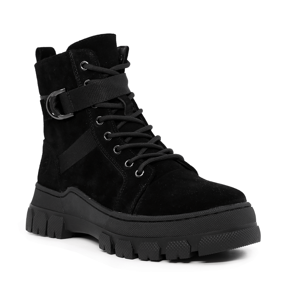 Ghete femei Benvenuti negre din piele întoarsă cu accesorii metalice deco 3740DG013VN - 1 | YEO