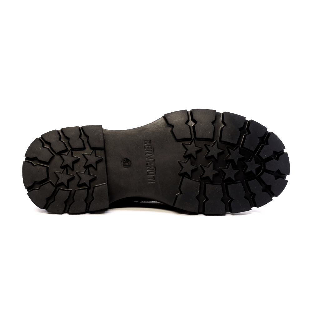Ghete femei Benvenuti  negre din piele întoarsă cu accesorii metalice deco 3742dg041vn