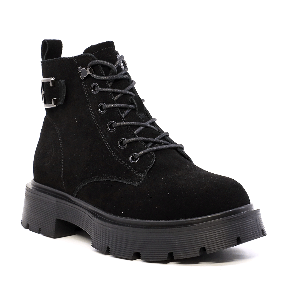 Ghete femei Benvenuti  negre din piele întoarsă cu accesorii metalice deco 3740DG041VN - 1 | YEO