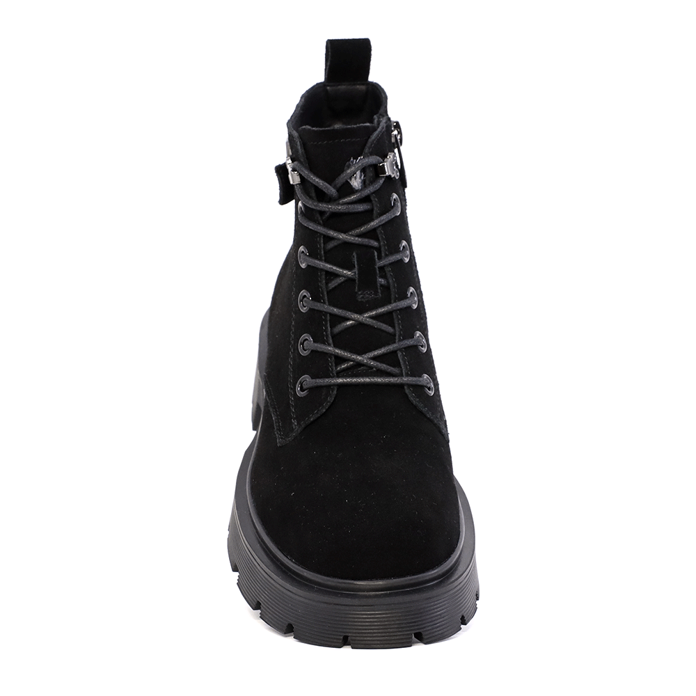 Ghete femei Benvenuti  negre din piele întoarsă cu accesorii metalice deco 3742dg041vn