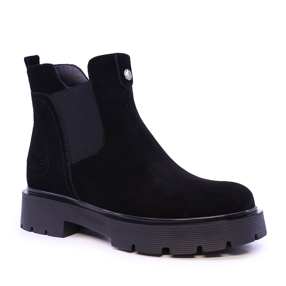 Ghete chelsea femei Benvenuti negre din piele întoarsă și textil 3742DG149VN