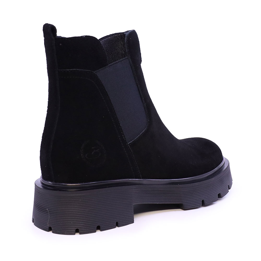 Ghete chelsea femei Benvenuti negre din piele întoarsă și textil 3742DG149VN