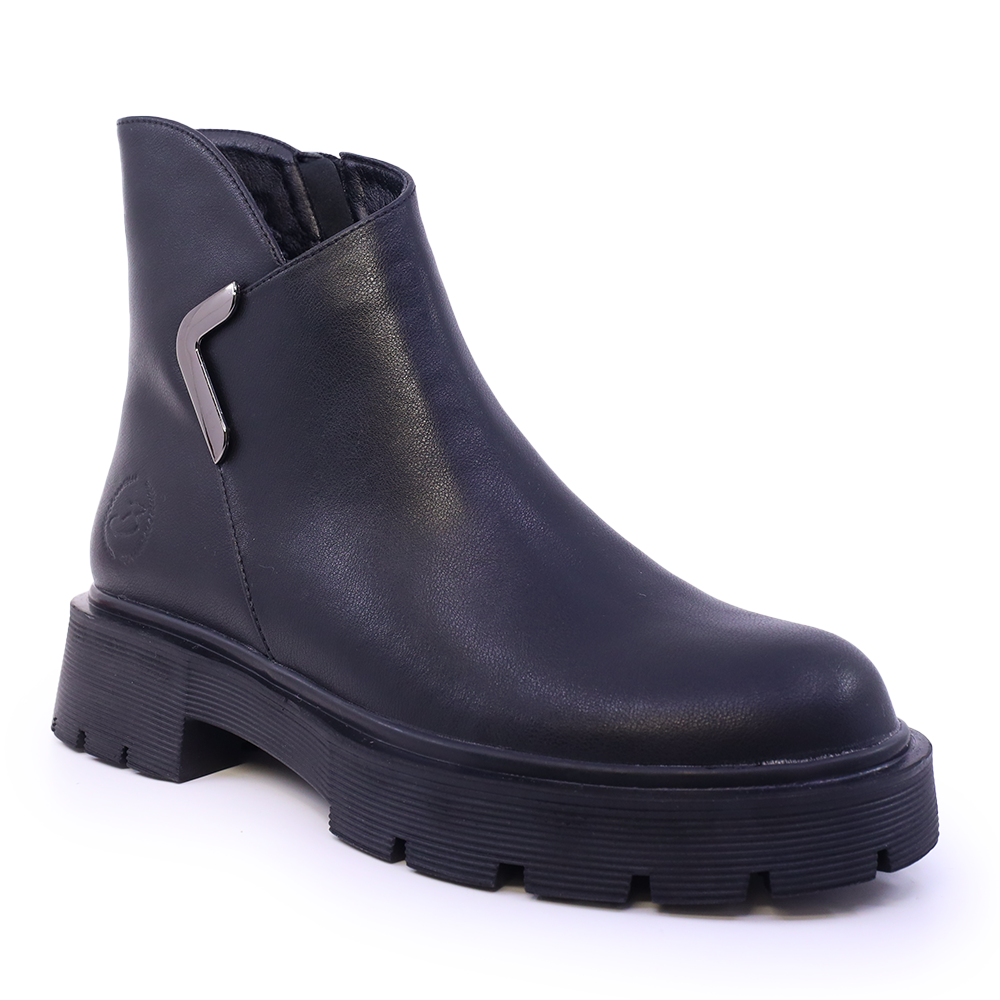 Ghete femei Benvenuti negre din piele naturală cu accesoriu deco 3740dg148n - 1 | YEO