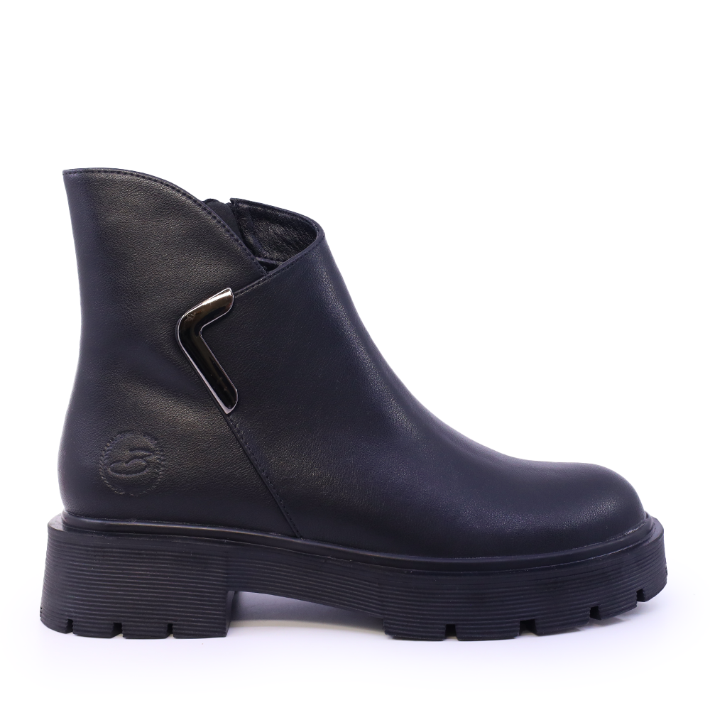 Ghete femei Benvenuti negre din piele naturală cu accesoriu deco 3740dg148n