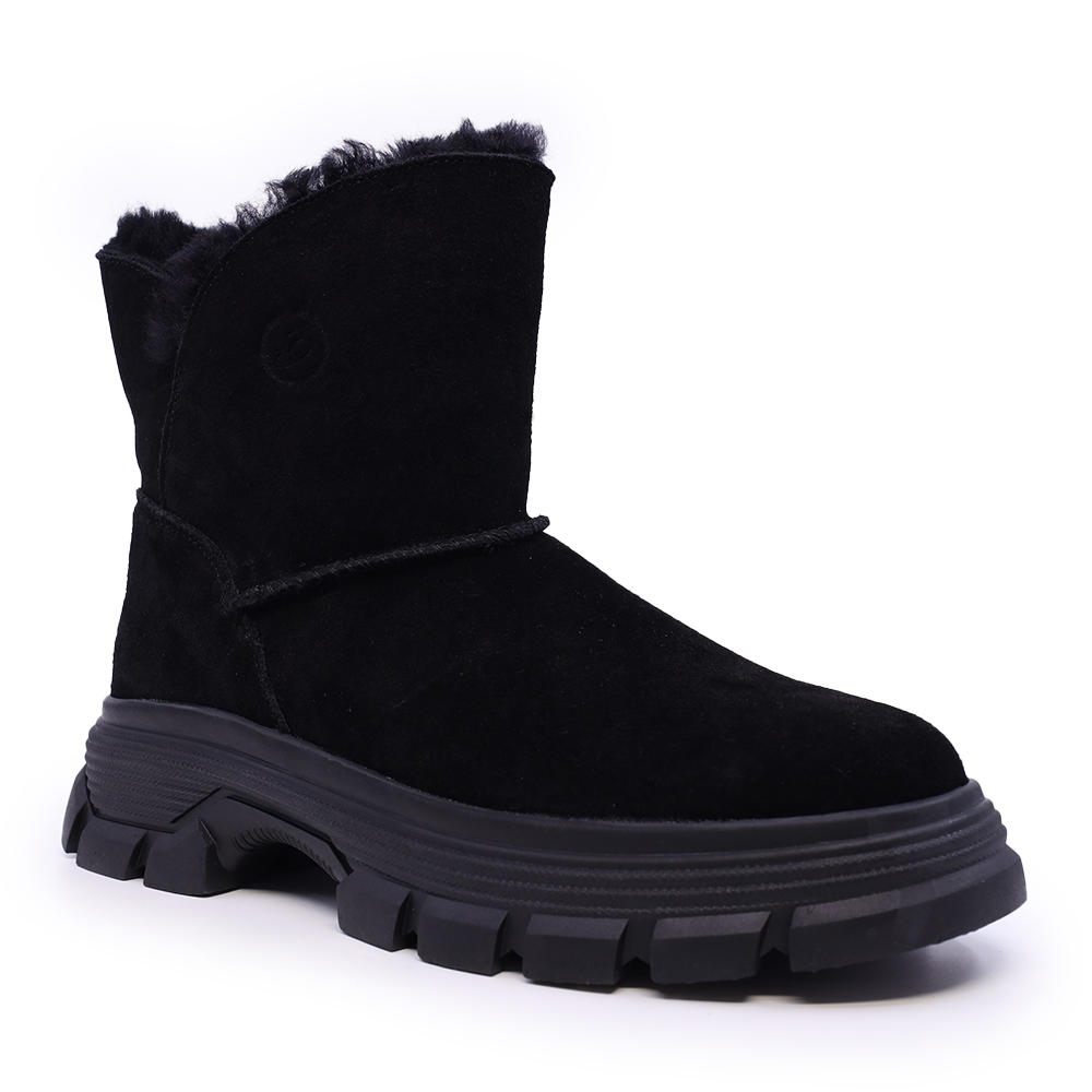 Ghete femei tip slip on Benvenuti negre din piele întoarsă și blană naturală 1658DG3694VN - 1 | YEO