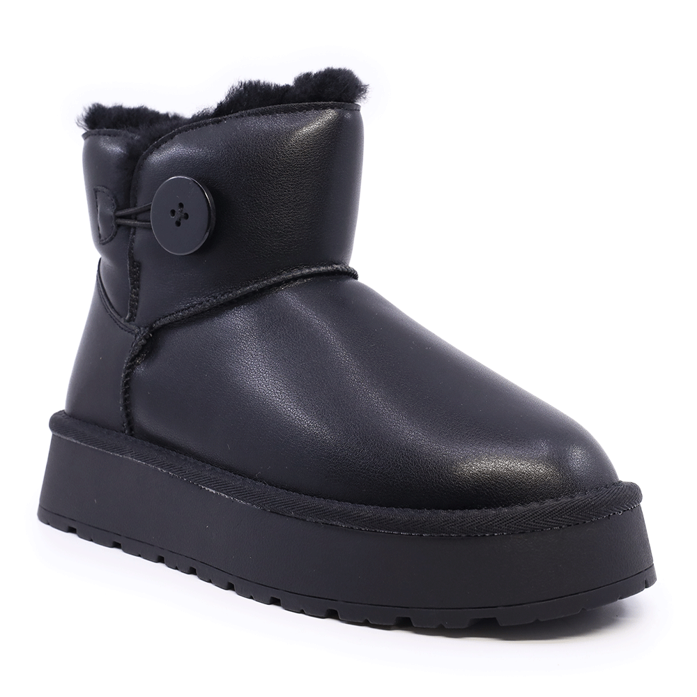 Ghete îmblănite femei Benvenuti negre din piele 3798DG008N - 1 | YEO