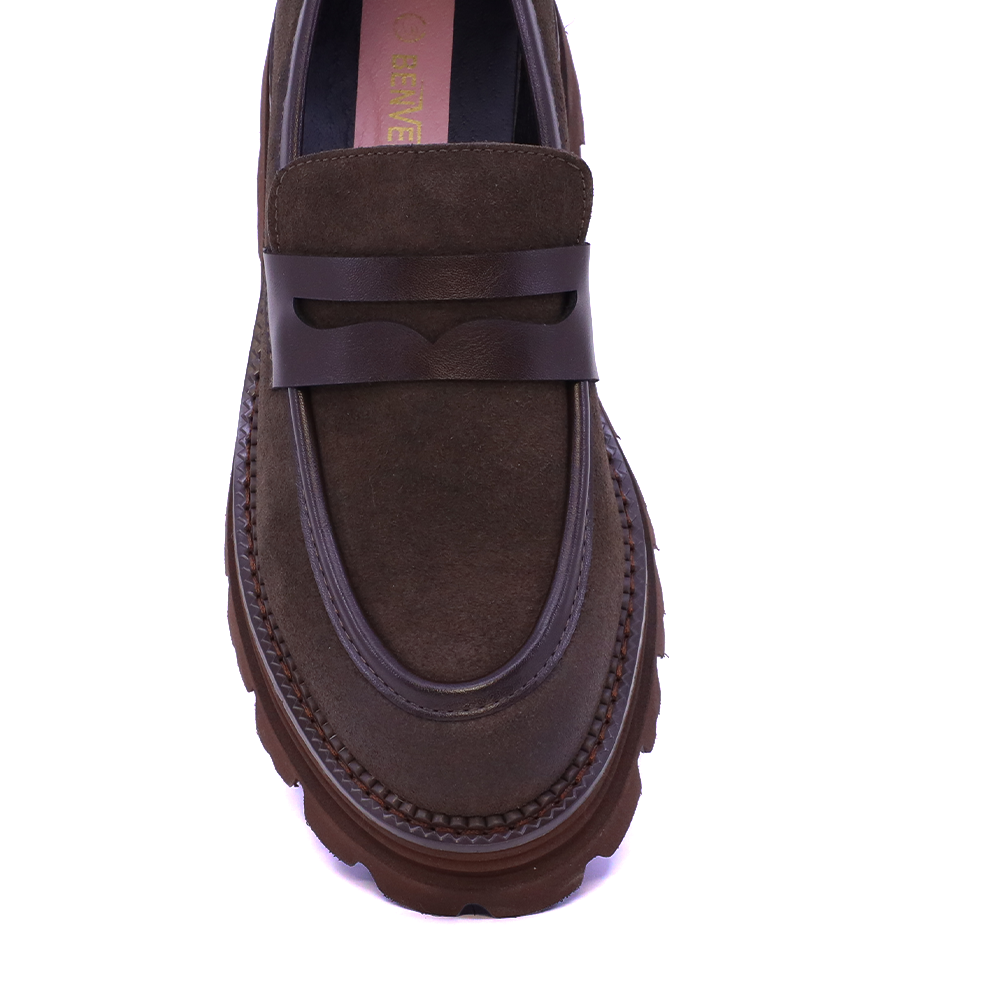 Loafers femei Benvenuti maro din piele întoarsă 3932DM3261VM