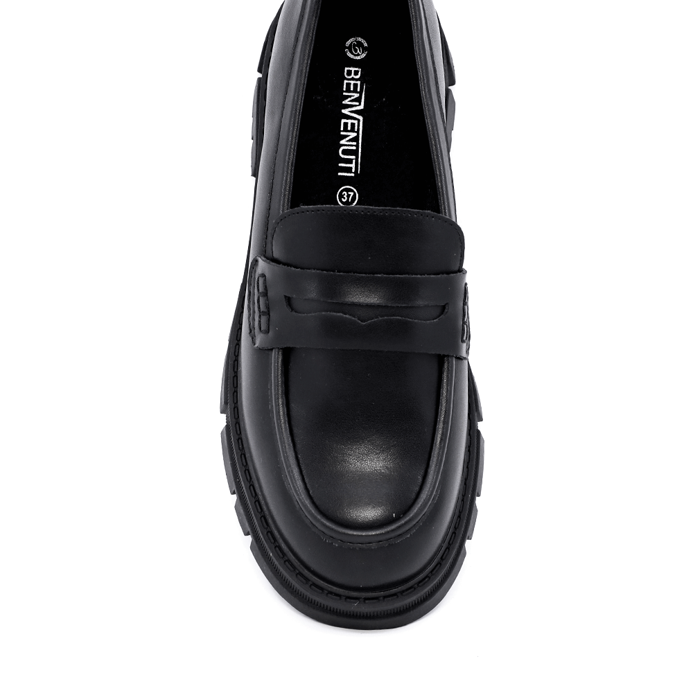 Loafers femei Benvenuti negri din piele 2542DM4312N