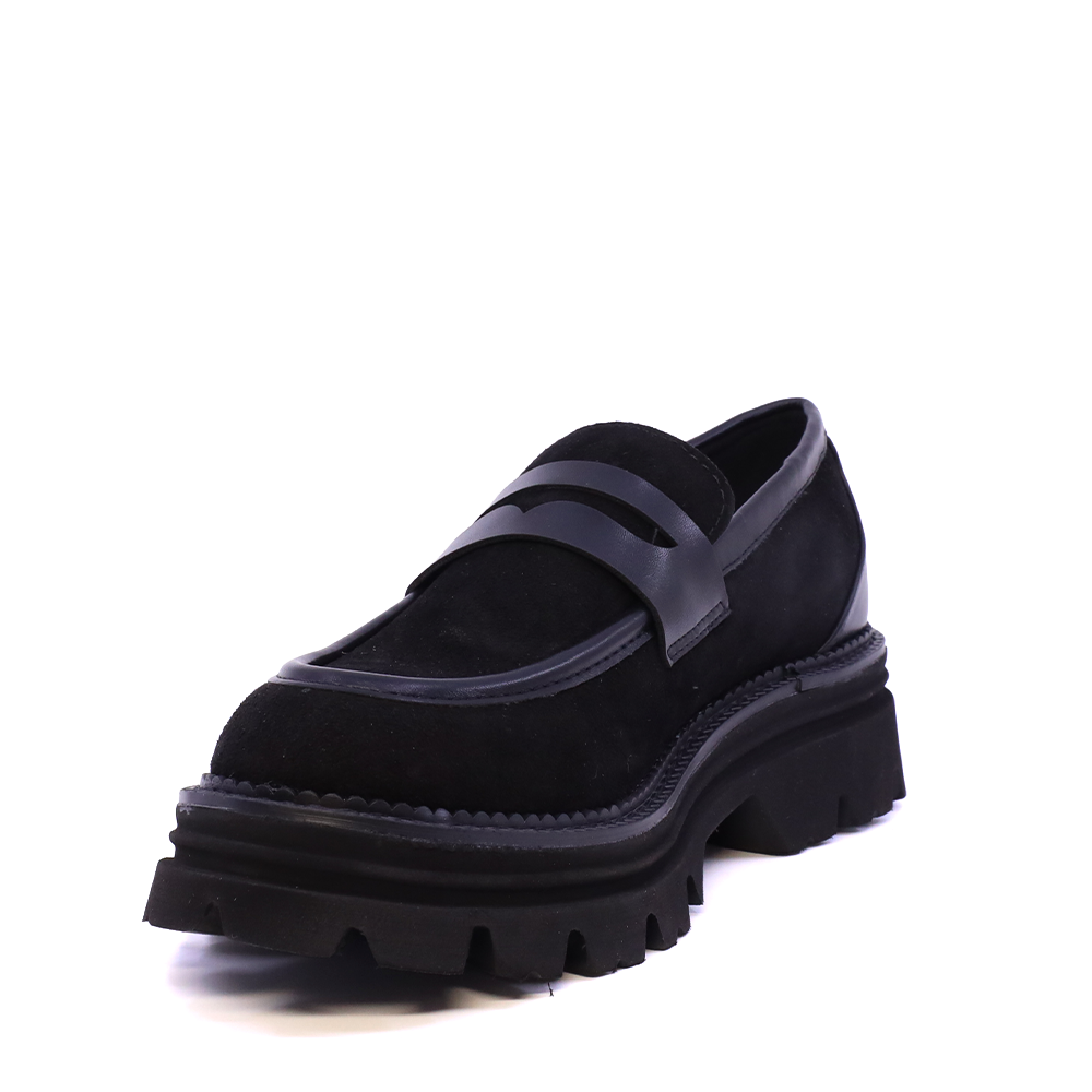 Loafers femei Benvenuti negri din piele întoarsă 3932DM3261VN