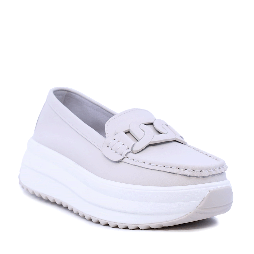 Mocasini femei Benvenuti din piele bej cu accesoriu deco 1941DM026BE - imagine 2