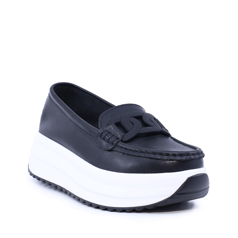 Mocasini femei Benvenuti negri din piele cu accesoriu deco 1941DM026N - imagine 2