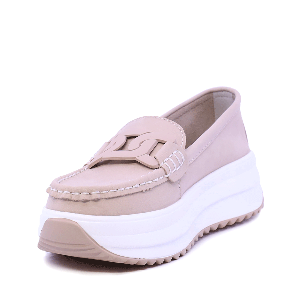 Mocasini femei Benvenuti nude din piele cu accesoriu deco 1941DM026NU