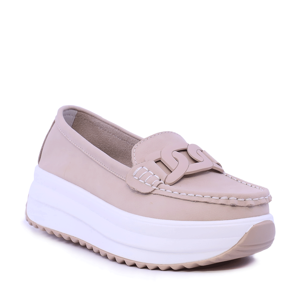 Mocasini femei Benvenuti nude din piele cu accesoriu deco 1941DM026NU - imagine 2