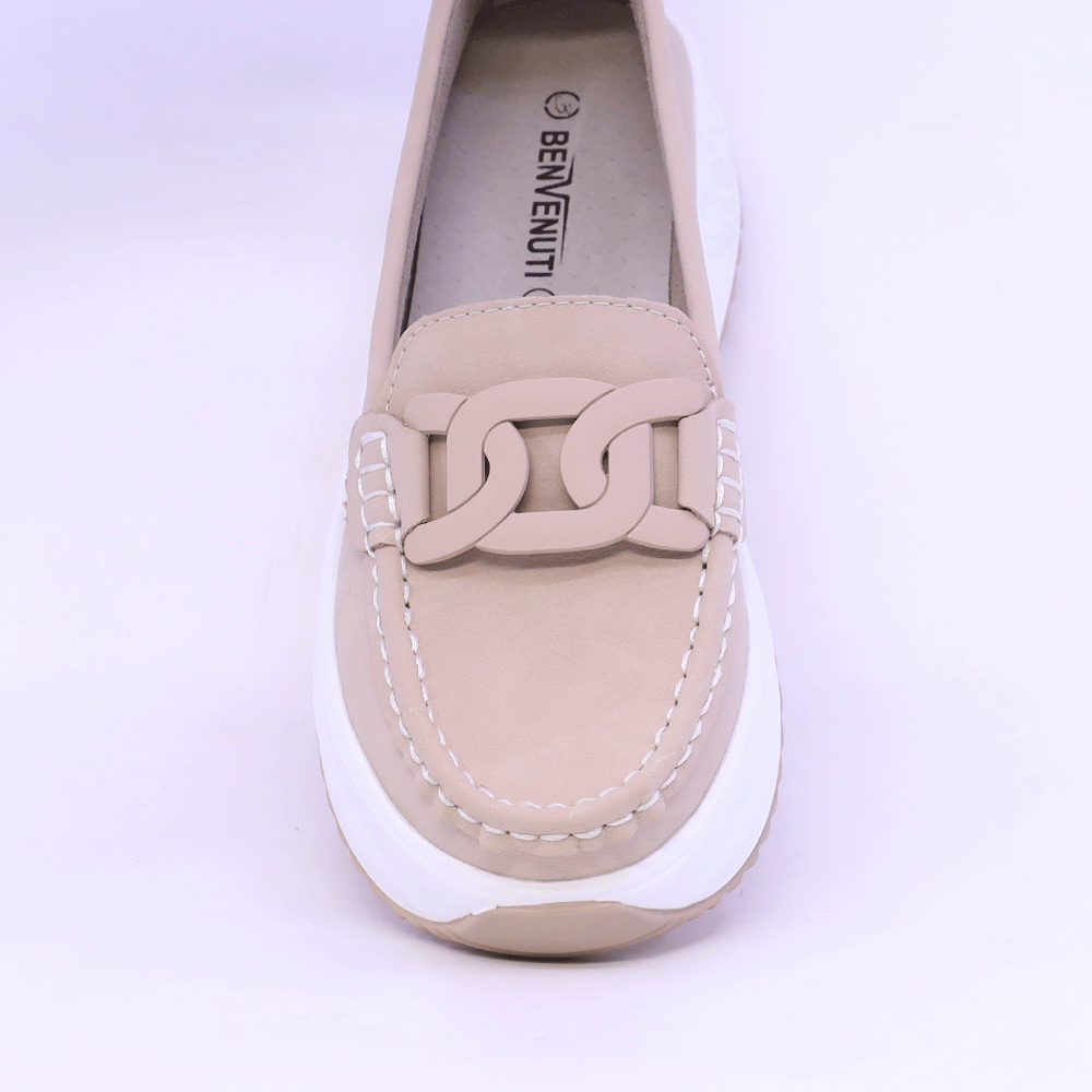 Mocasini femei Benvenuti nude din piele cu accesoriu deco 1941DM026NU