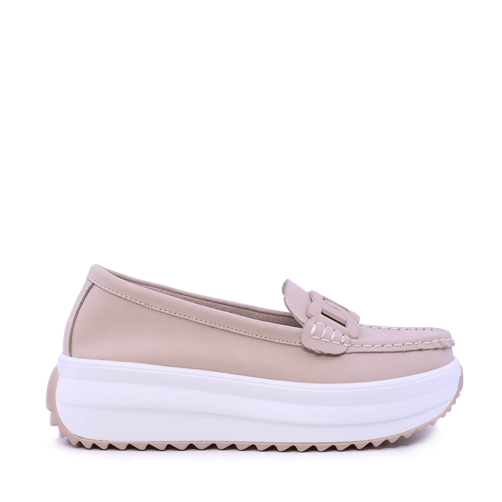 Mocasini femei Benvenuti nude din piele cu accesoriu deco 1941DM026NU