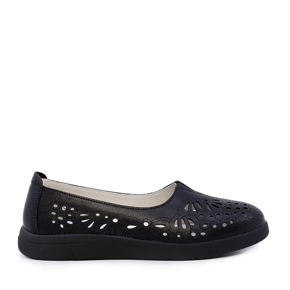 Balerini cu perforatii femei Benvenuti negri din piele  1311DPF1100N