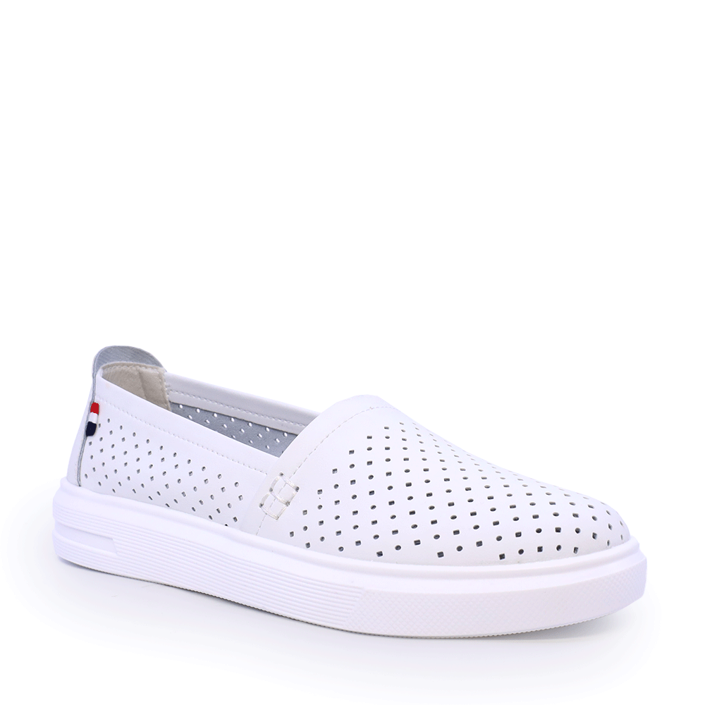 Espadrile ușoare femei Benvenuti albe din piele cu perforații 1539DPF0408A - 1 | YEO