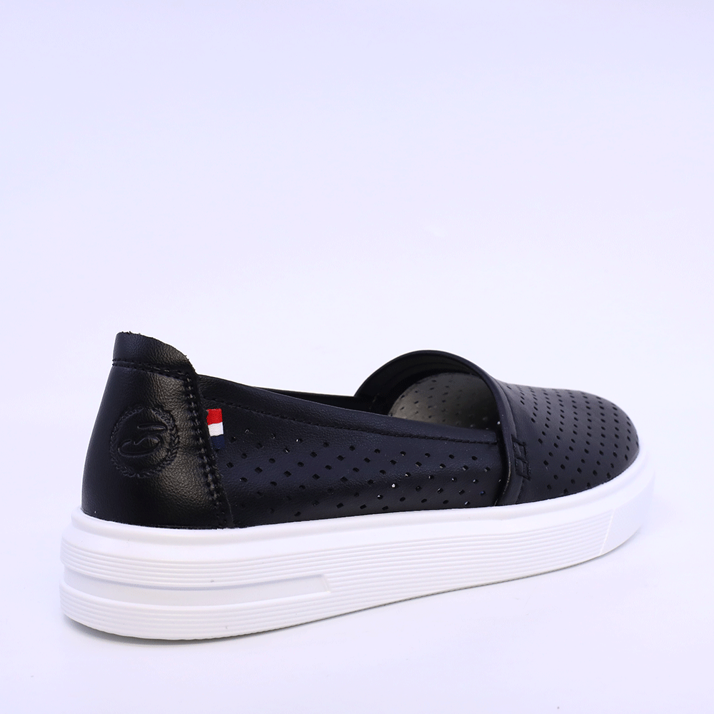 Espadrile ușoare femei Benvenuti negre din piele cu perforații 1539DPF0408N