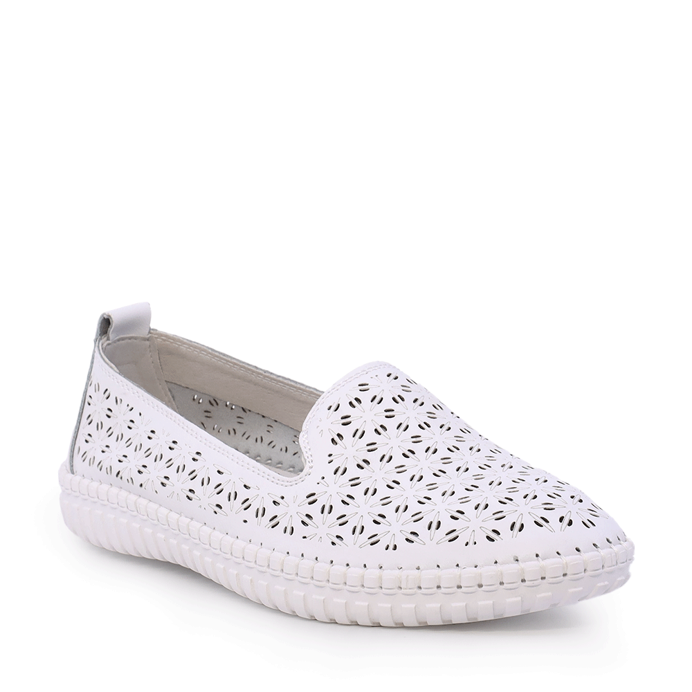 Pantofi cu perforații femei Benvenuti albi din piele  1311DPF8100A - imagine 2