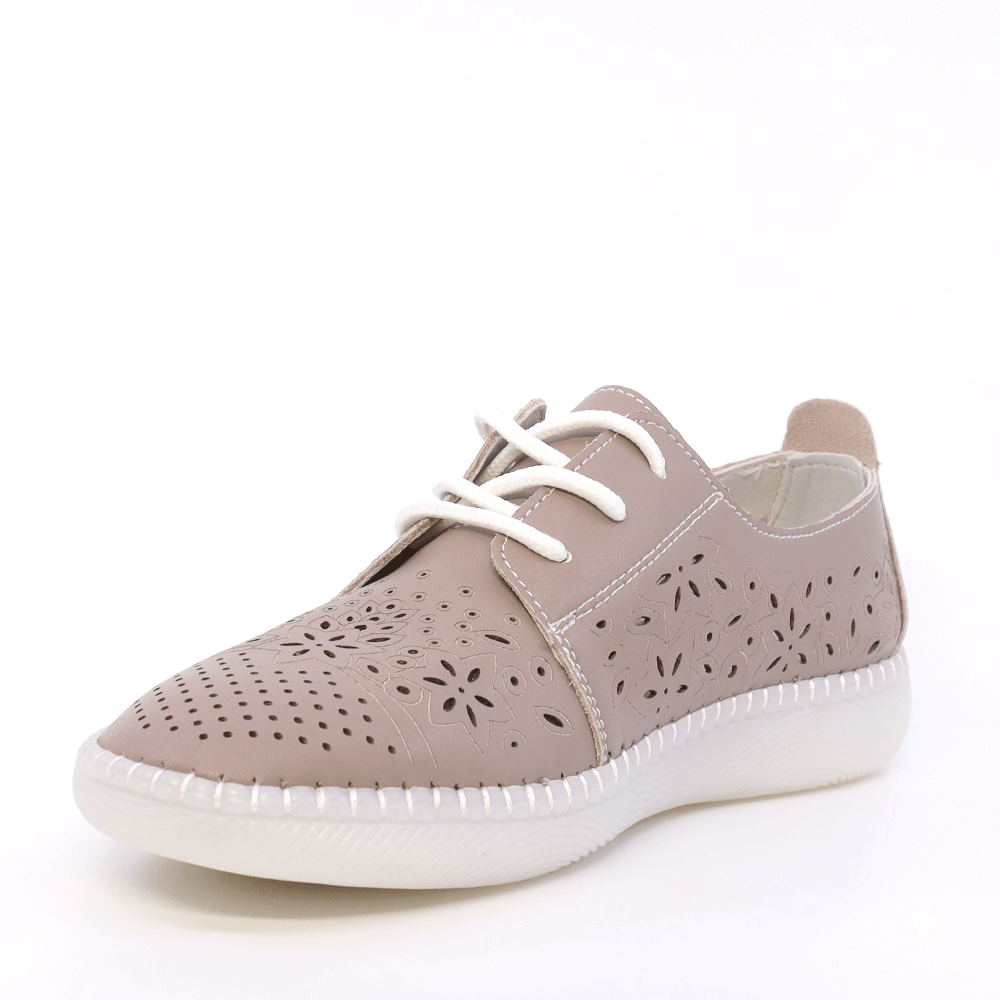 Pantofi cu perforații femei Benvenuti taupe din piele  1311DPF4100TA