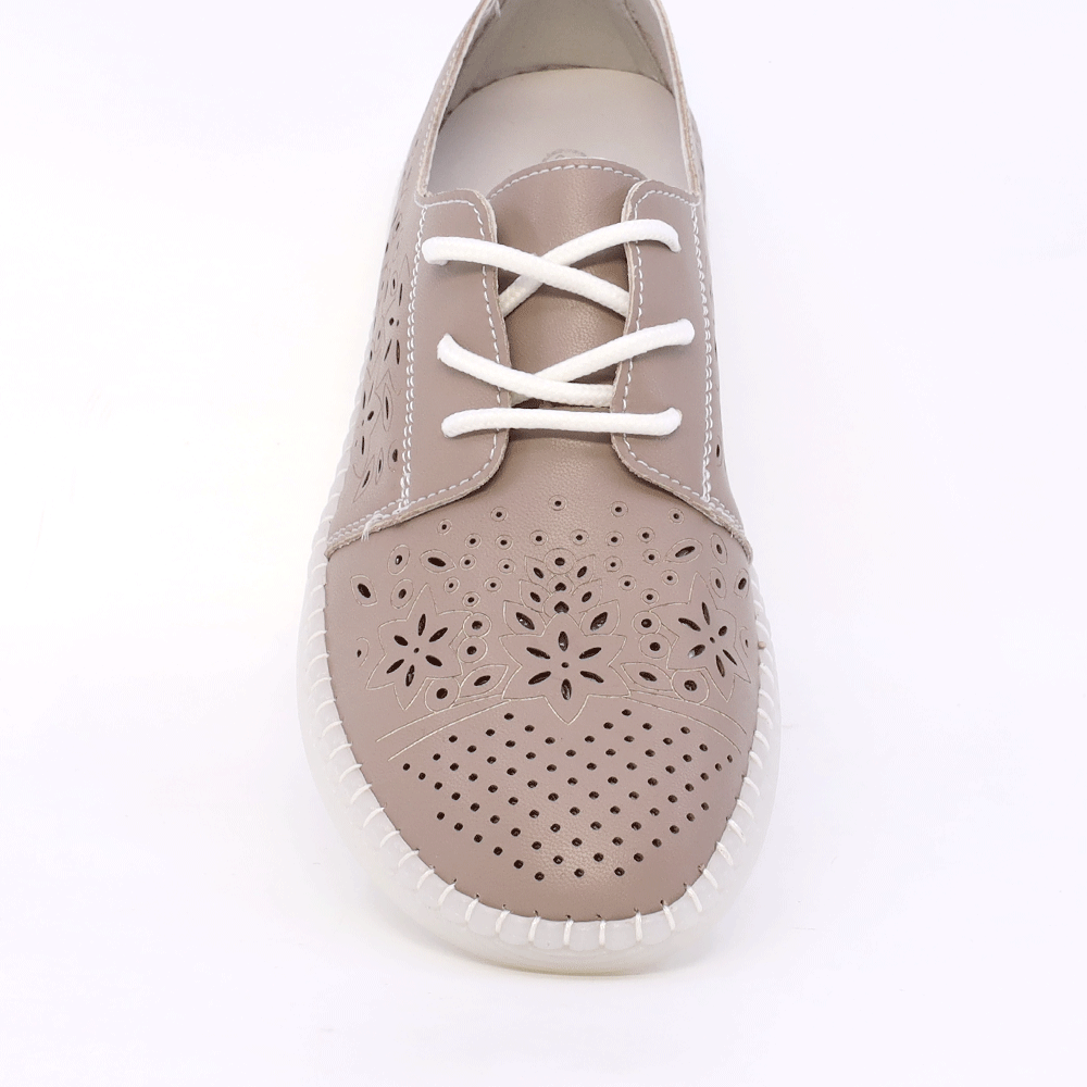 Pantofi cu perforații femei Benvenuti taupe din piele  1311DPF4100TA