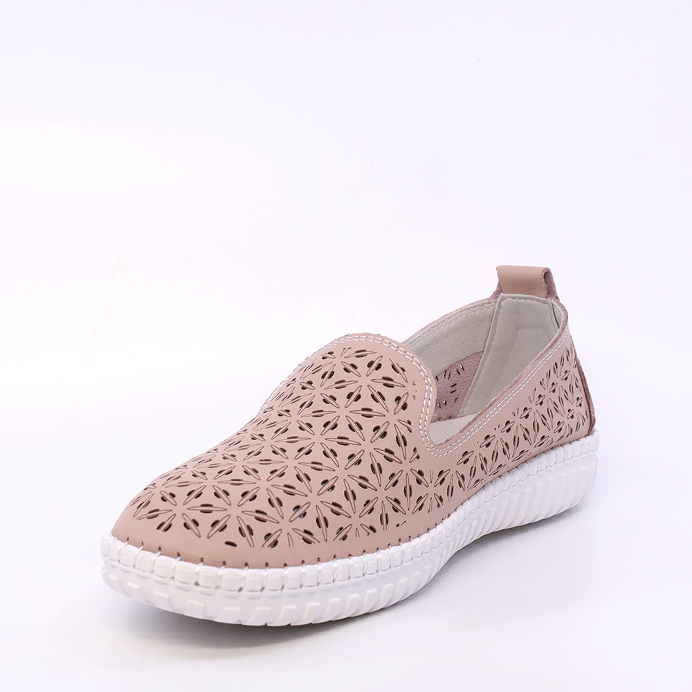 Pantofi cu perforații femei Benvenuti taupe din piele  1311DPF8100TA