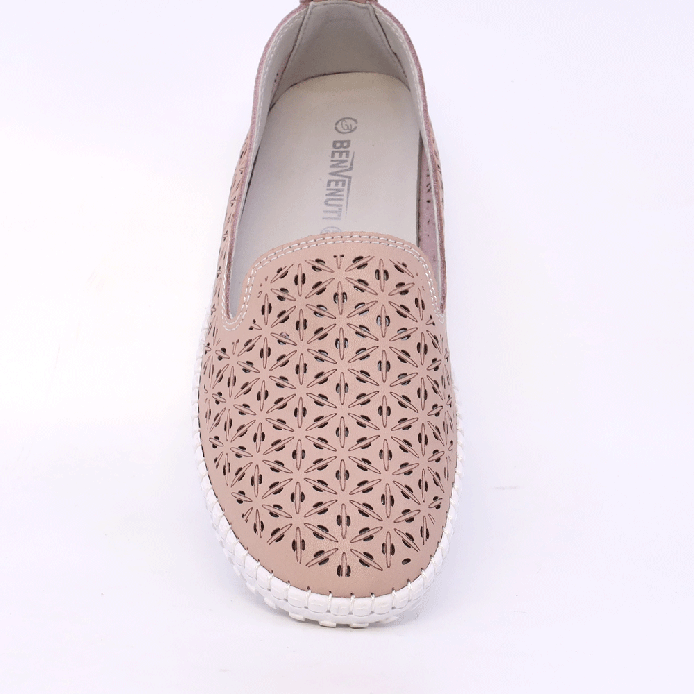 Pantofi cu perforații femei Benvenuti taupe din piele  1311DPF8100TA