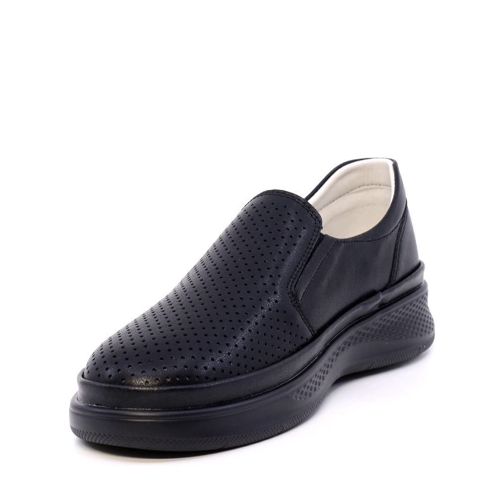 Pantofi perforați cu talpă ușoară femei Benvenuti negri din piele  1311DPF7100N
