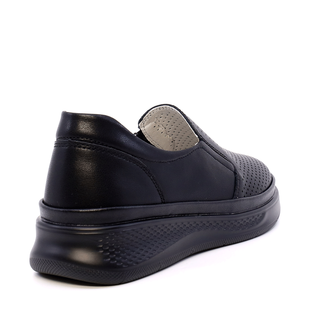 Pantofi perforați cu talpă ușoară femei Benvenuti negri din piele  1311DPF7100N