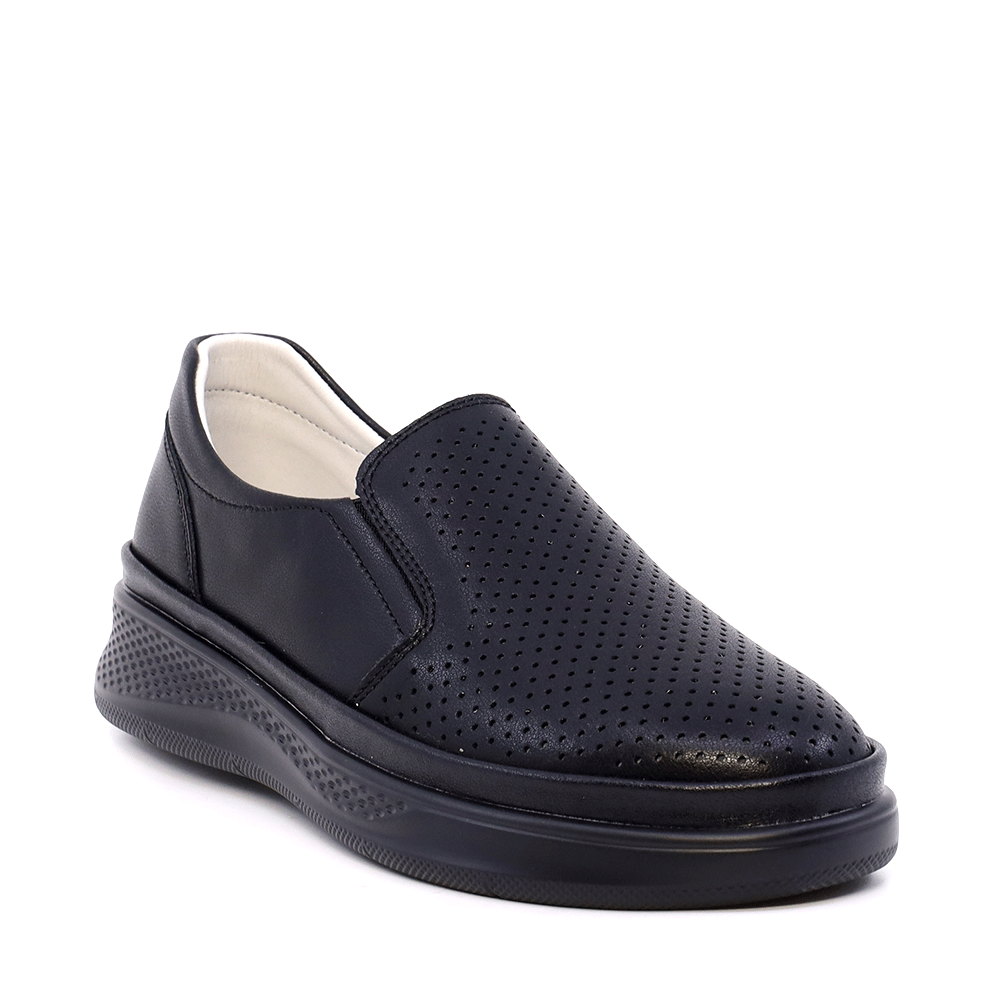 Pantofi perforați cu talpă ușoară femei Benvenuti negri din piele  1311DPF7100N - imagine 2