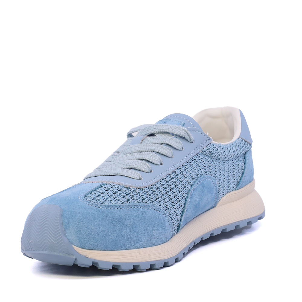 Sneakers perforați femei Benvenuti albastru deschis din piele și textil  1991DPF0750VBL