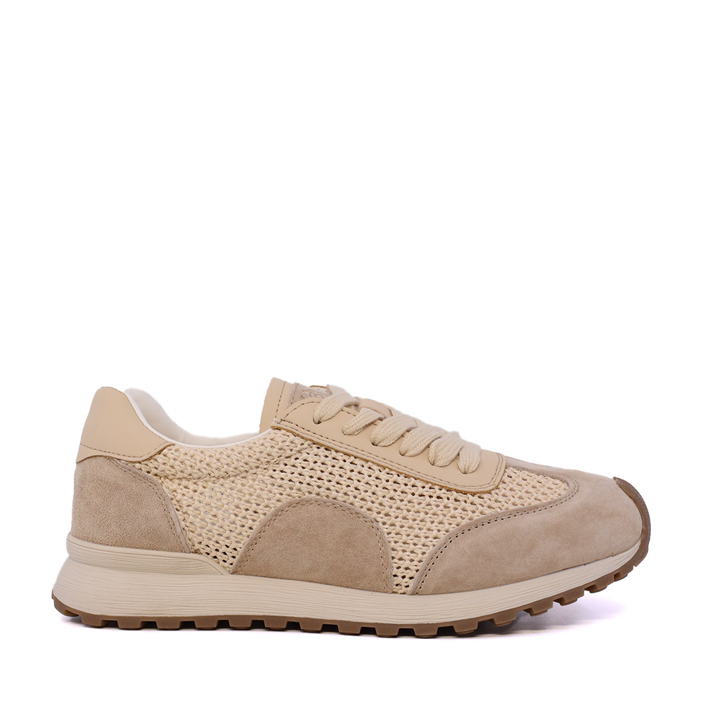 Sneakers perforați femei Benvenuti bej din piele și textil 1991DPF0750VBE