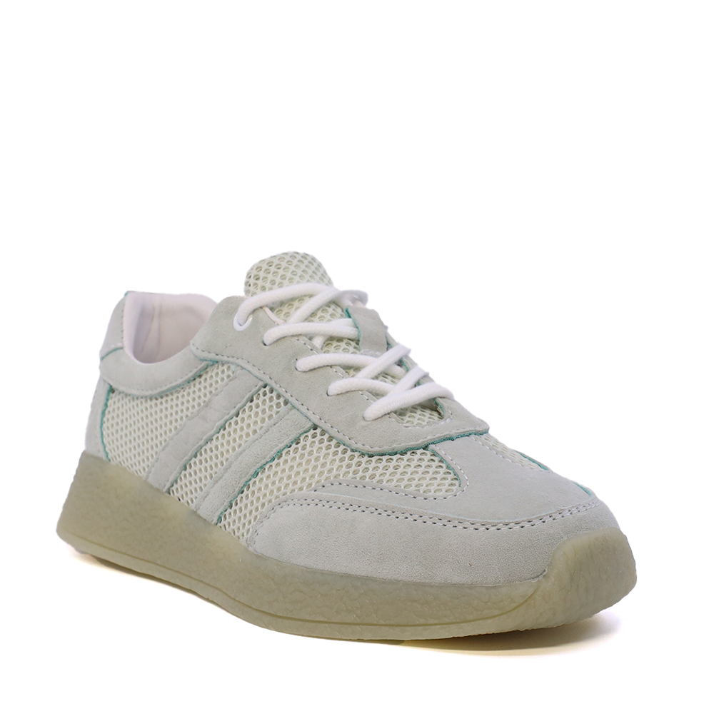 Sneakers perforați femei Benvenuti verde mentă  din piele și textil  1991DPF0620VV