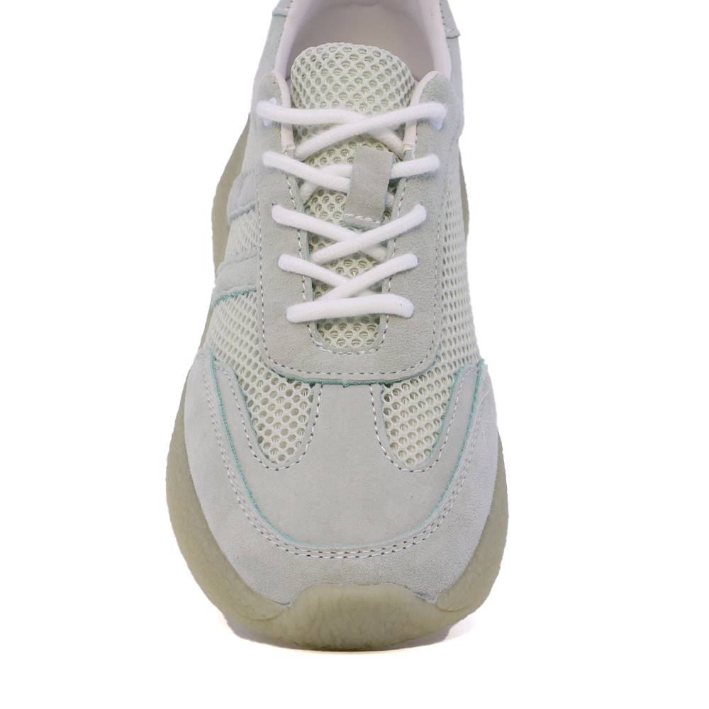 Sneakers perforați femei Benvenuti verde mentă  din piele și textil  1991DPF0620VV