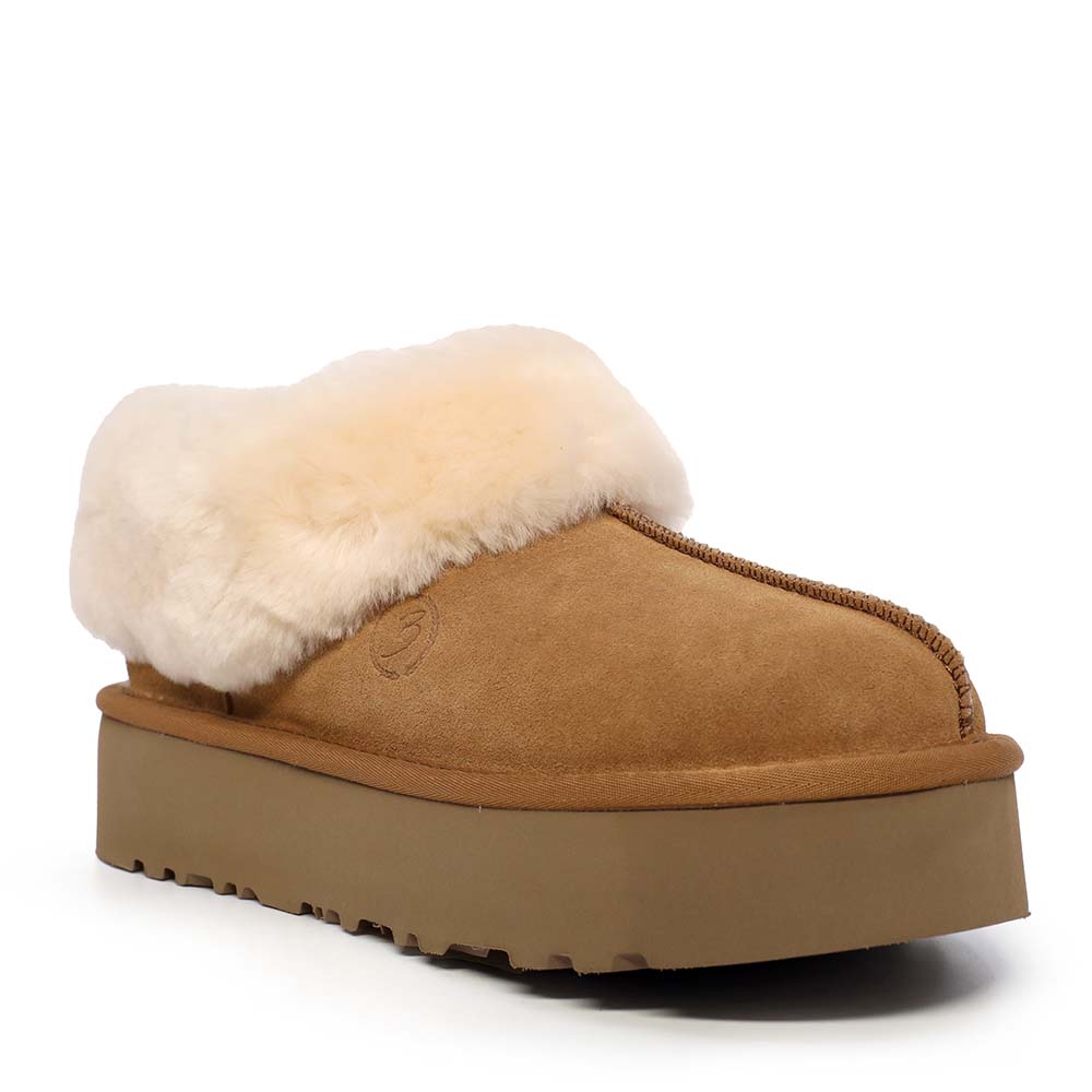 Pantofi cu blană naturală femei  Benvenuti cognac din piele întoarsă 3350DP2000VCO - 1 | YEO