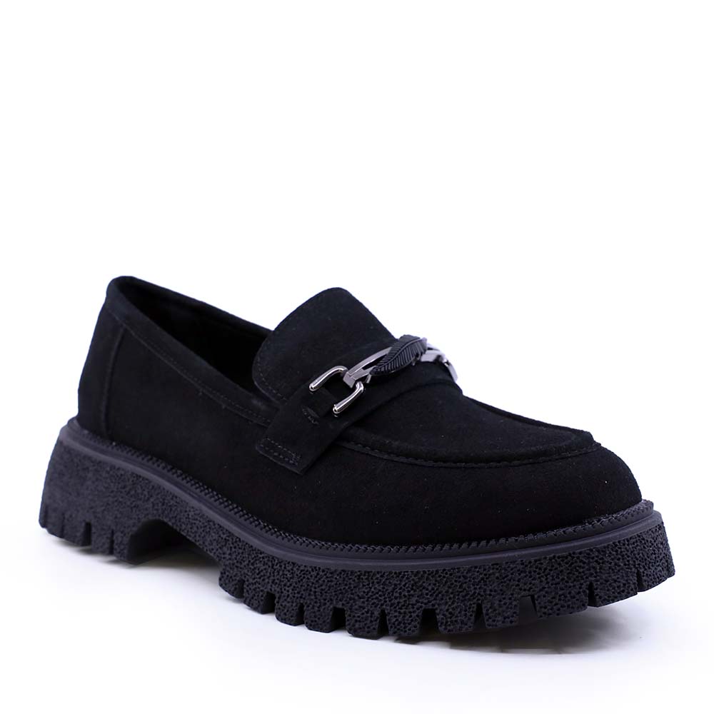 Pantofi loafer femei Benvenuti negri din piele întoarsă 2540DP9424VN - 1 | YEO