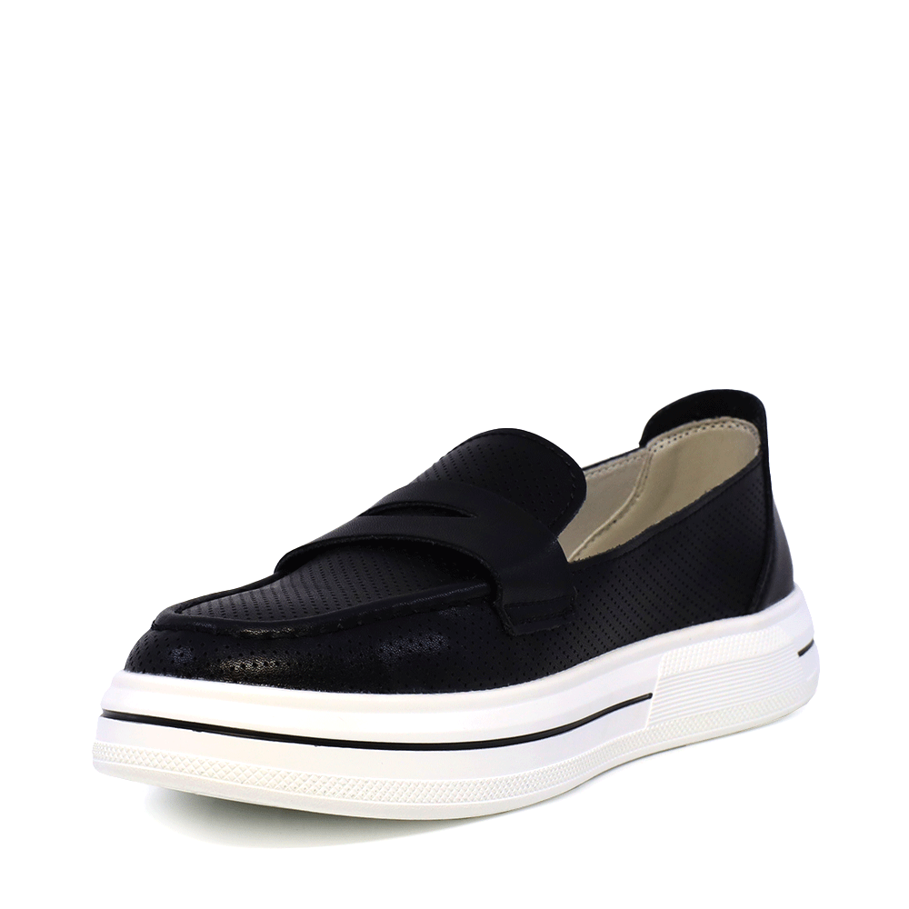 Pantofi loafer ușori femei Benvenuti negri din piele 1319DP6200N