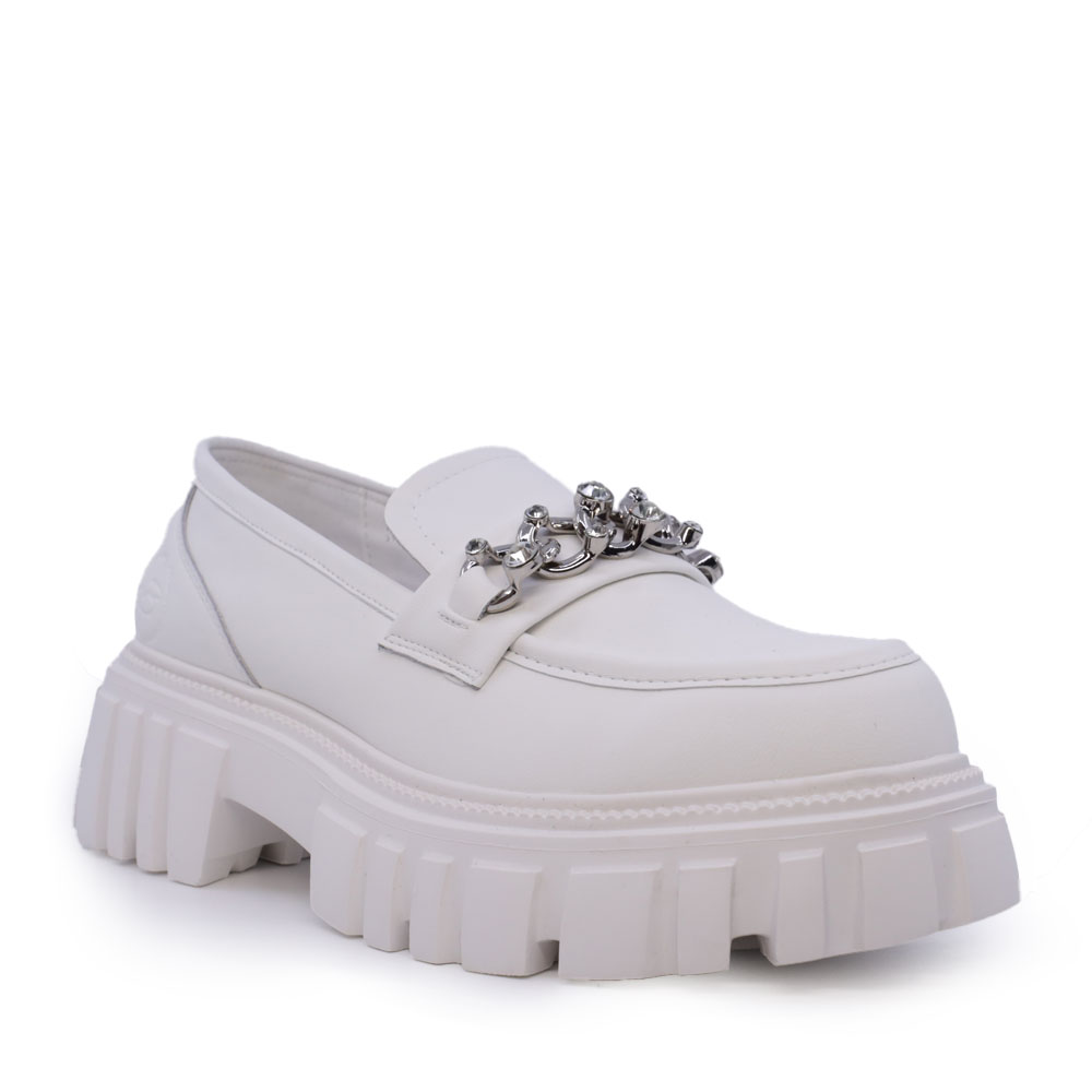 Pantofi tip loafer femei Benvenuti albi din piele cu lanț deco 3747DP501A - 1 | YEO