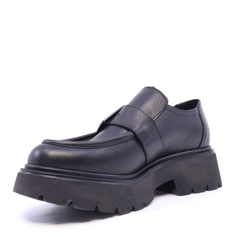 Pantofi tip loafers femei Benvenuti negri din piele naturală 688DP24919N