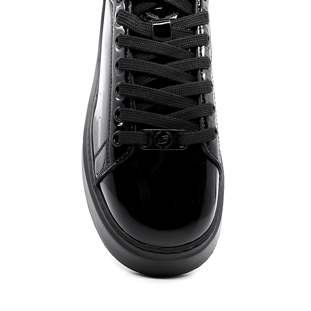 Sneakers femei Benvenuti negre din piele lăcuită 3748DP002LN