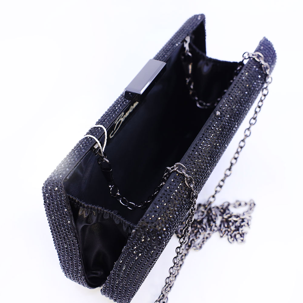 Poșetă tip clutch femei Benvenuti neagră cu ștrasuri  290pls28807n