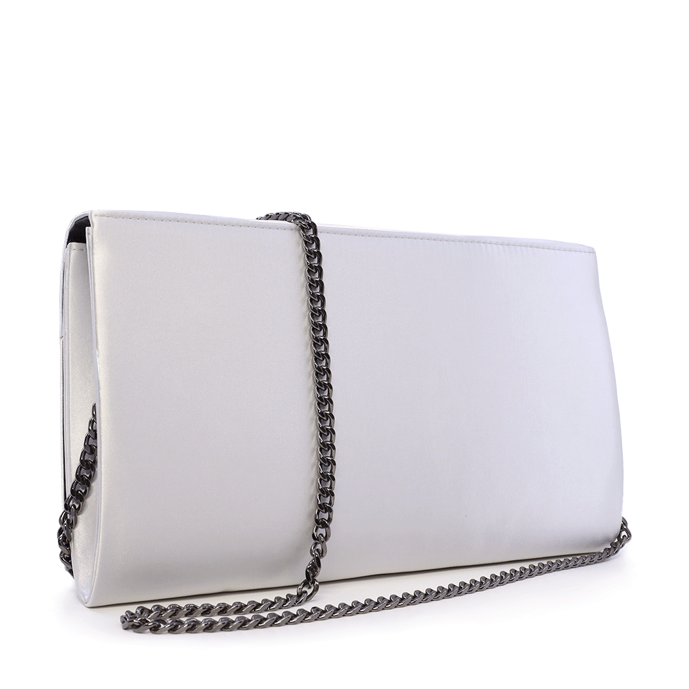 Poșetă plic femei Benvenuti argintie din satin 290PLS10437AG