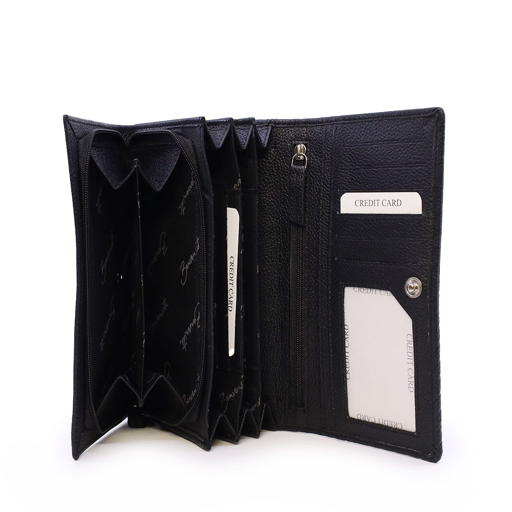 Portmoneu femei Benvenuti negru din piele 263DPU3329N - 1 | YEO