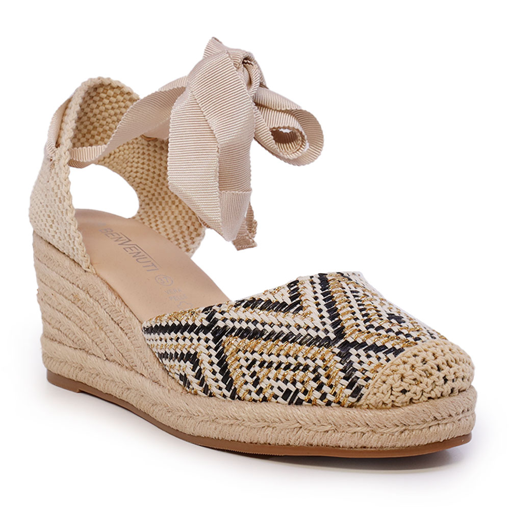 Espadrile femei Benvenuti bej cu platformă din material textil 1201DS26021N