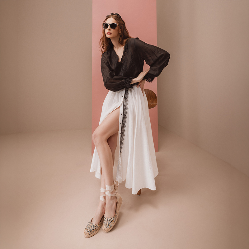 Espadrile femei Benvenuti bej cu platformă din material textil 1201DS26021N - imagine 2